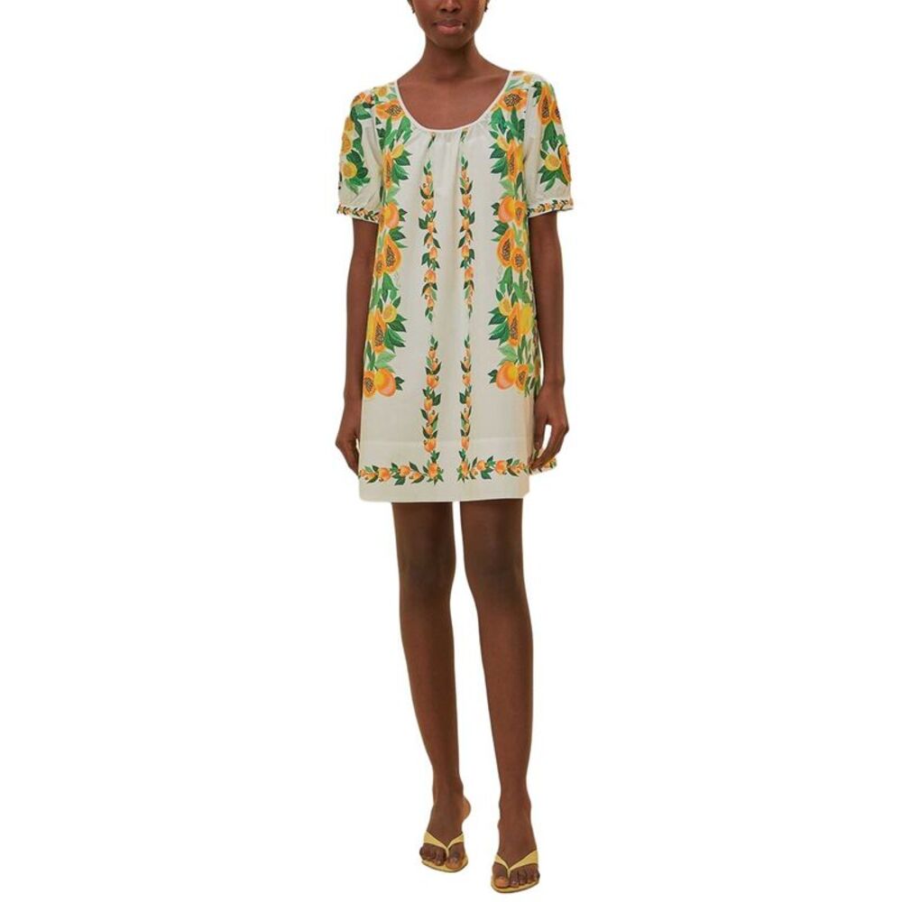FARM Rio Cream Midi Dress with Yellow & Green Floral Print